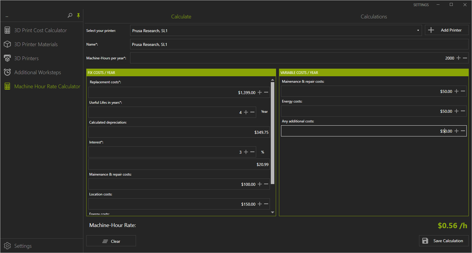 Maschinenstundensatz für einen 3D Drucker berechnen ...