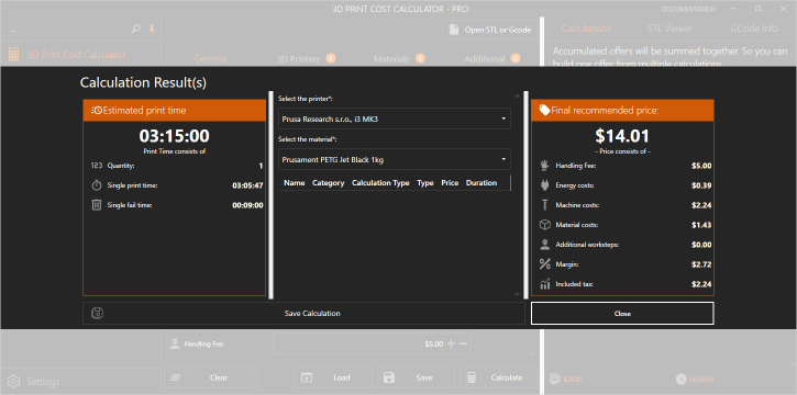 3D Print Cost Calculator for Windows - 1