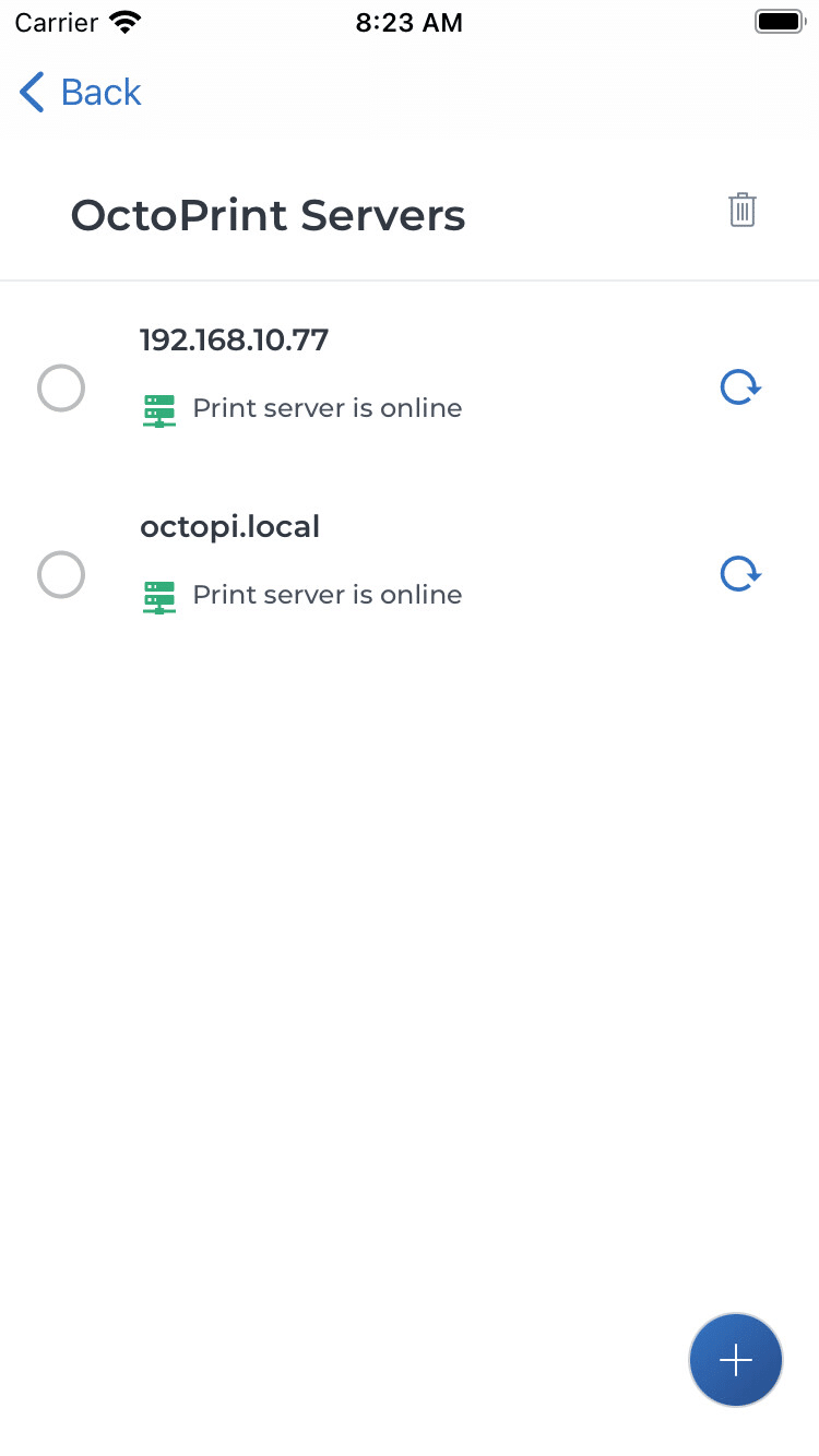 OctoPrint Serverliste