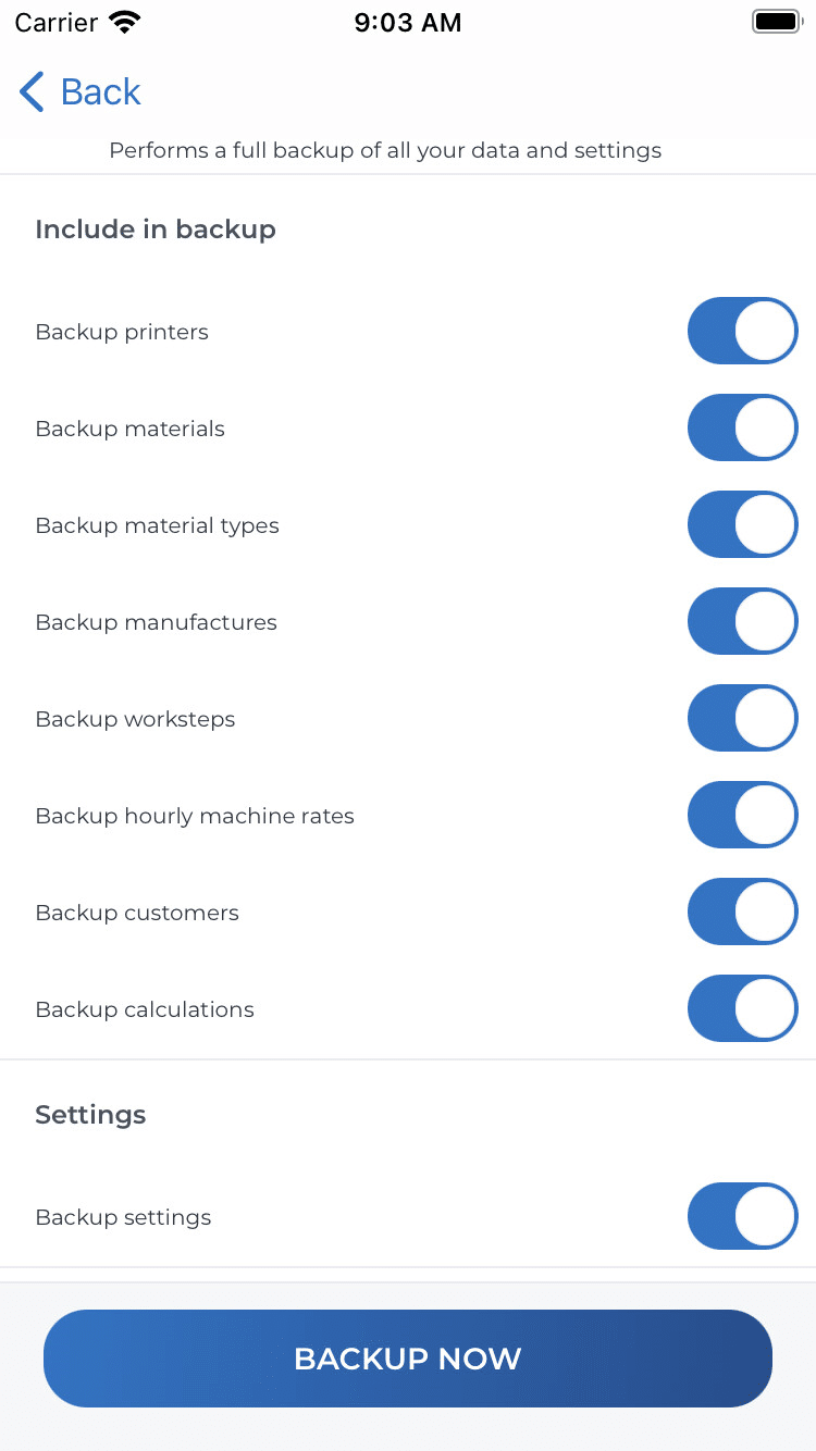 Benutzerdefinierte Datensicherung (iOS)