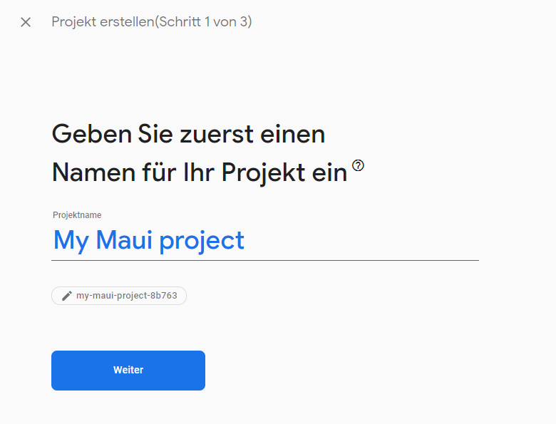 Benenne dein Projekt